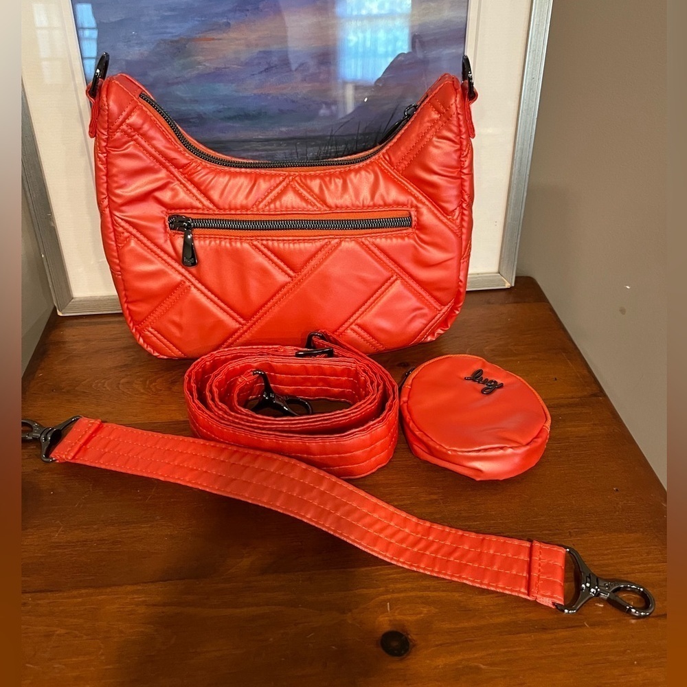 NWOT LUG Curtsy Mini Crossbody Bag Metallic Papaya Orange - Picture 8 of 12